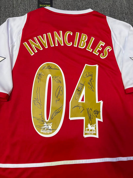 Arsenal FULL 2004 SIGNED Invincibles Team Squad Signature Jersey/Shirt + COA 03/04 Retro
