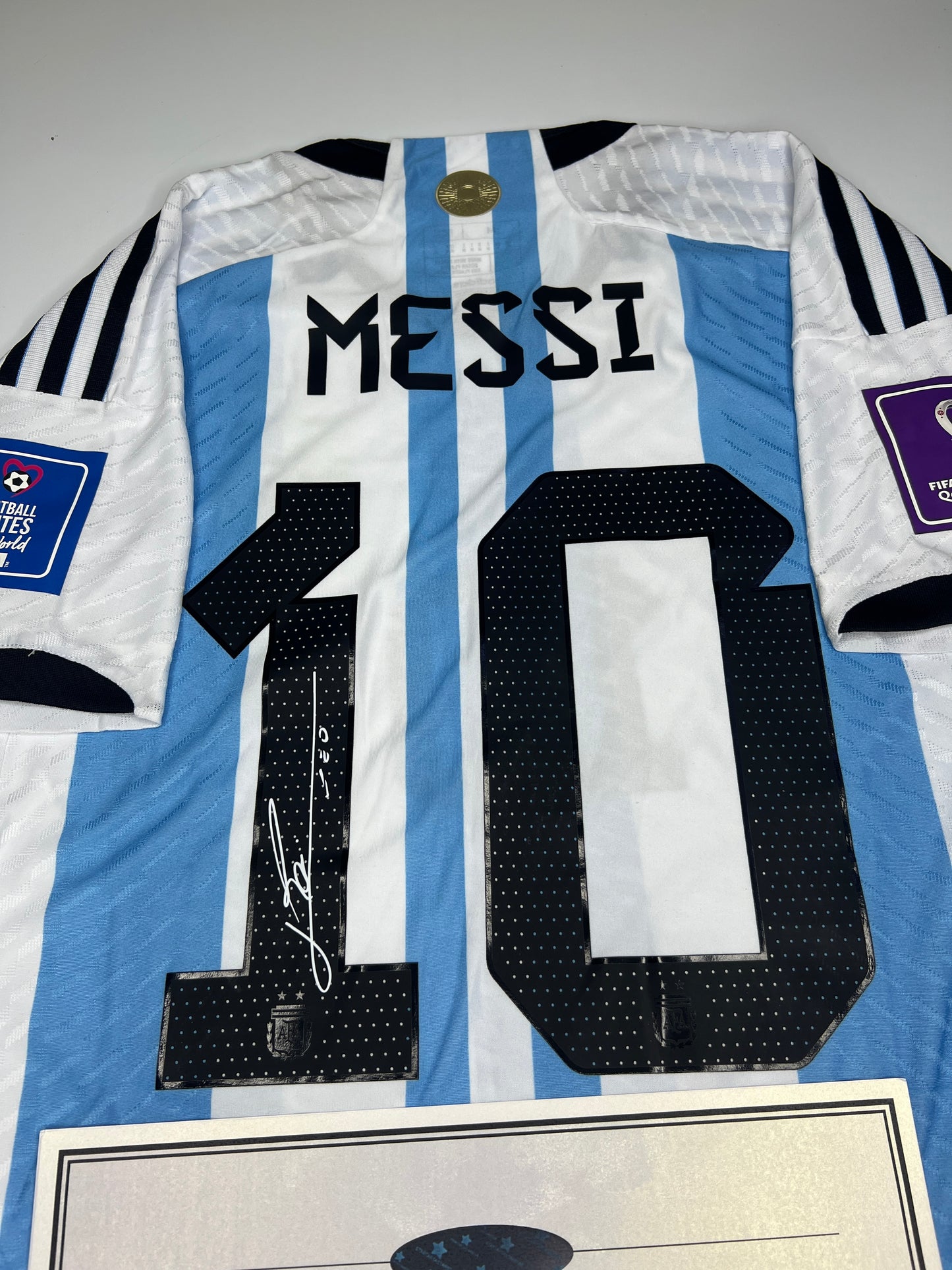 Lionel Messi SIGNED Argentina WORLD Cup final game jersey 2022