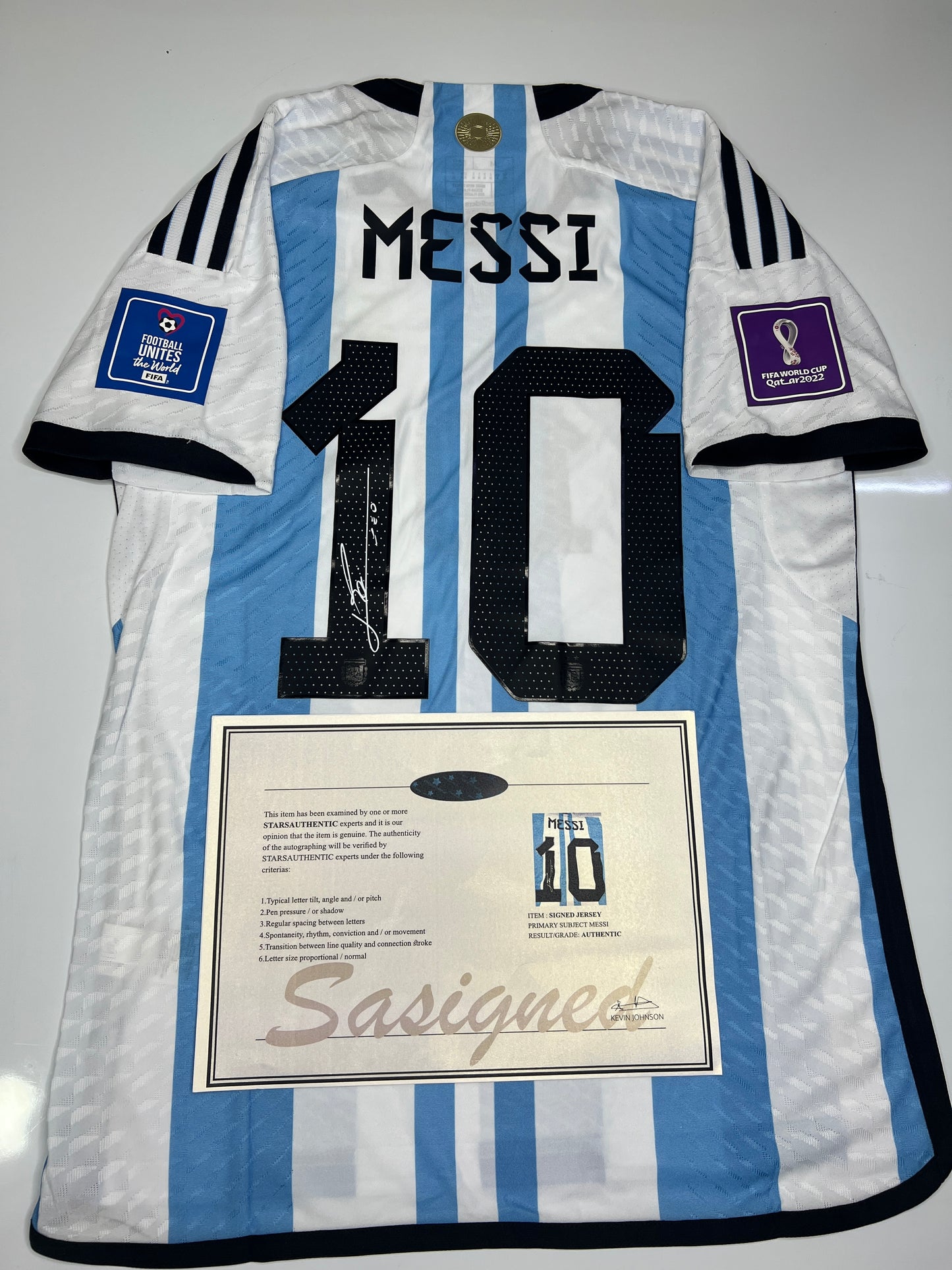 Lionel Messi SIGNED Argentina WORLD Cup final game jersey 2022