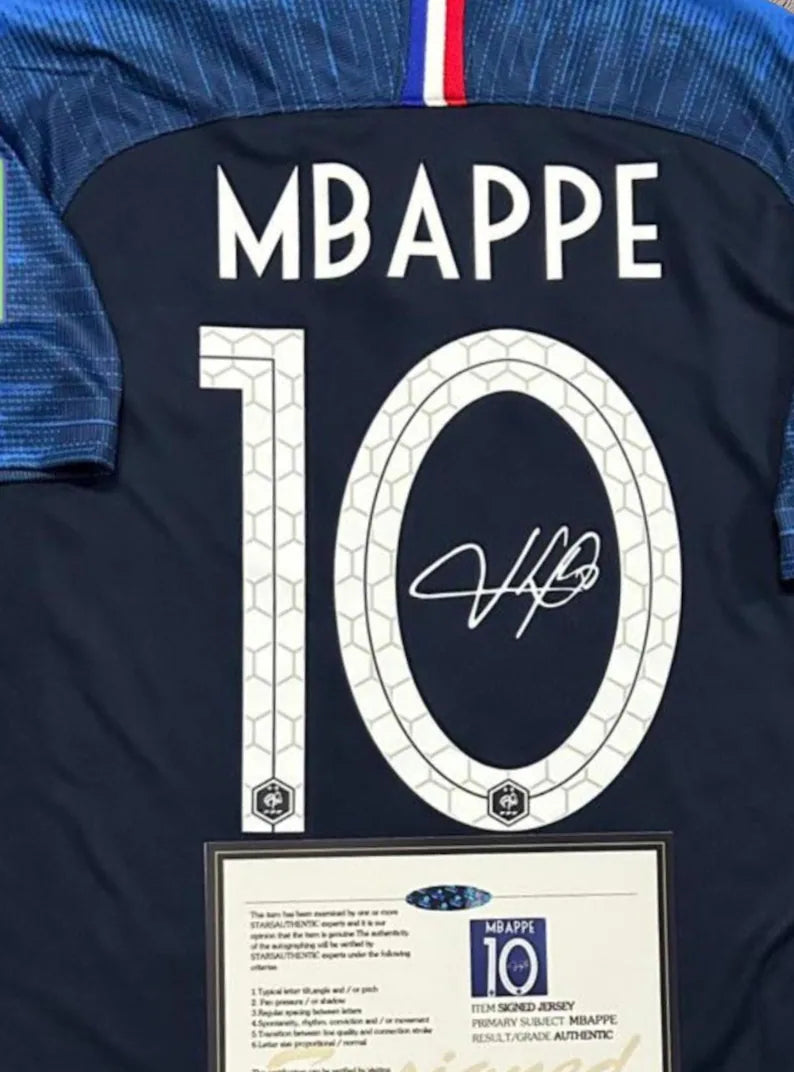 Kylian Mbappe SIGNED France World Cup Shirt Jersey 2018 - COA