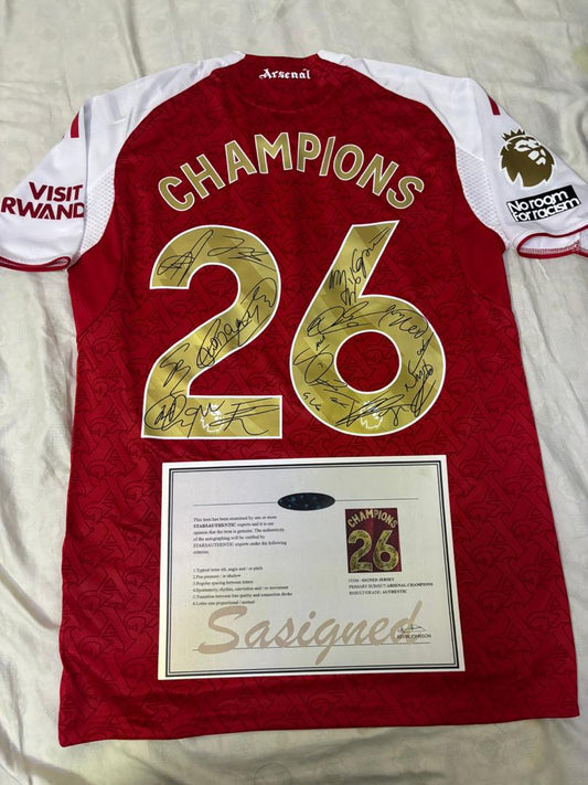 Arsenal 2025 SIGNED team Squad Signature Jersey + COA 25/26