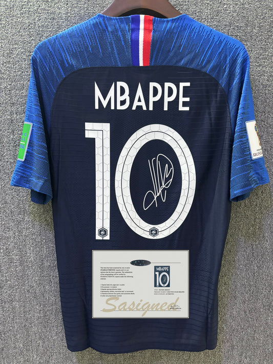 Kylian Mbappe SIGNED France World Cup Shirt Jersey 2018 - COA