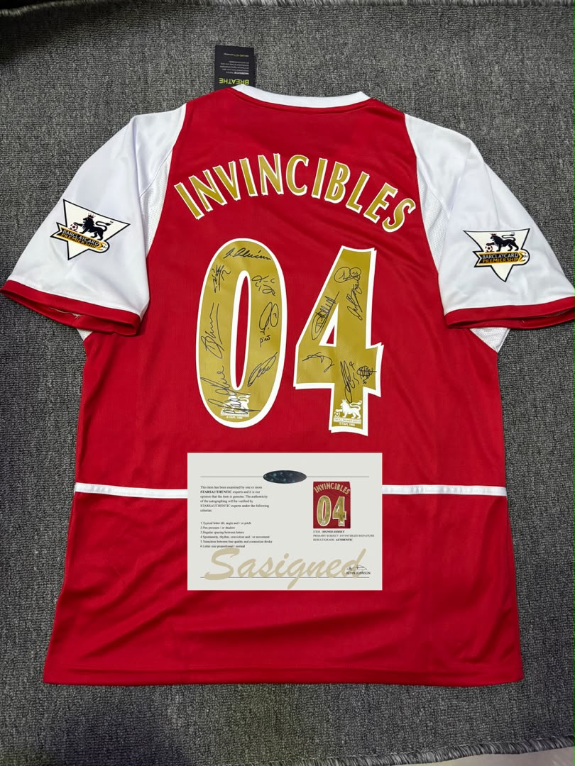 Arsenal FULL 2004 SIGNED Invincibles Team Squad Signature Jersey/Shirt + COA 03/04 Retro